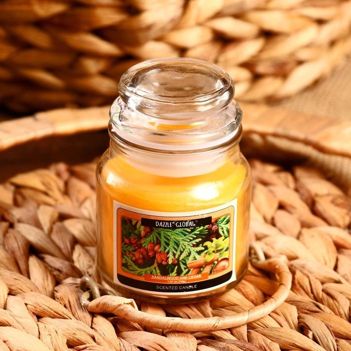 Свеча в банке "Сандал и кедр" 100 гр (вес брутто 247 г) 6х9х9 см
