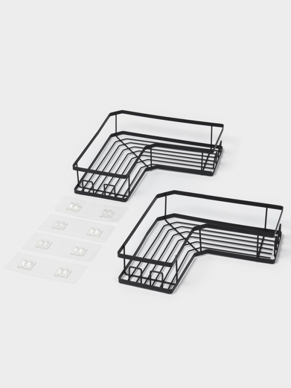 Набор угловых полок для ванной, 2 шт, цвет черный