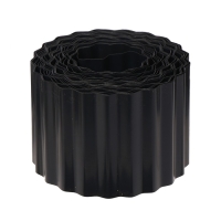 Лента бордюрная, 10 см &times; 9 м, толщина 0.6 мм, пластиковая, гофра, чёрная, Greengo