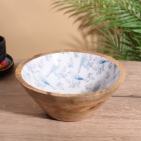 Салатник &laquo;Синие птицы&raquo;, 25&times;25&times;10 см, дерево манго