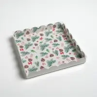 Коробка для кондитерских изделий с пластиковой крышкой &laquo;Winter time&raquo;, 21 х 21 х 3 см