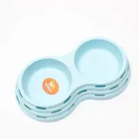 Миска пластиковая двойная 25&times;14&times;5 см, голубая