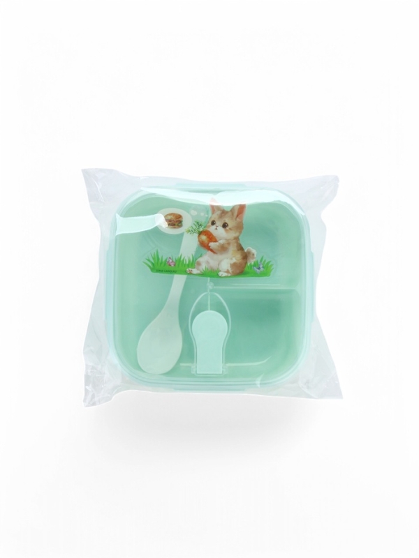 Ланч-бокс с клапаном, 3 секции, "Зайка", 14 х 14 х 5 см