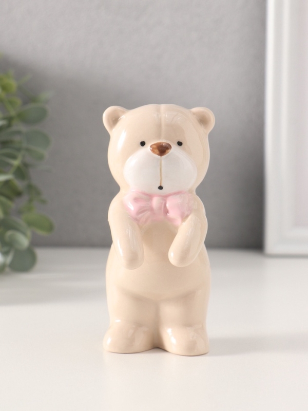 Сувенир керамика "Медвежонок с бантом" МИКС 3х5,5х10,8 см