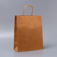 Пакет крафт без печати, круглая ручка, 26 х 12 х 33 см, 120 г Пакет крафт без печати, круглая ручка, 26 х 12 х 33 см, 120 г