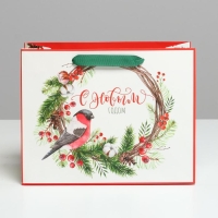 Пакет подарочный новогодний ламинированный &laquo;С Новым годом&raquo;, MS 23 х 18 х 10 см, Новый год