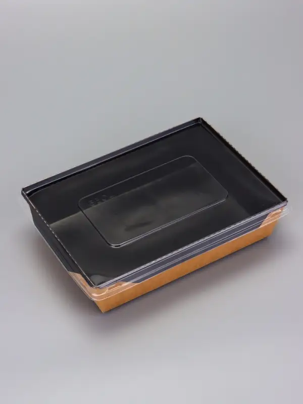 Контейнер с плоской крышкой, черный 1 л, 20 х 14 х 5,5 см