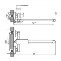 Смеситель для ванны Accoona A71126AW, однорычажный, излив 320 мм, душевой набор, золото Смеситель для ванны Accoona A71126AW, однорычажный, излив 320 мм, душевой набор, золото