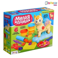 Набор для игры с мягким пластилином &laquo;Милая Лама&raquo;, 6 баночек с массой для лепки, 2 формы