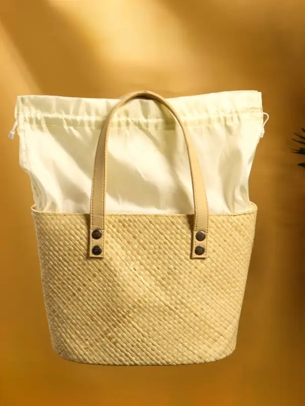 Сумка плетёная из пандана, 27&times;17&times;40 см, бежевая