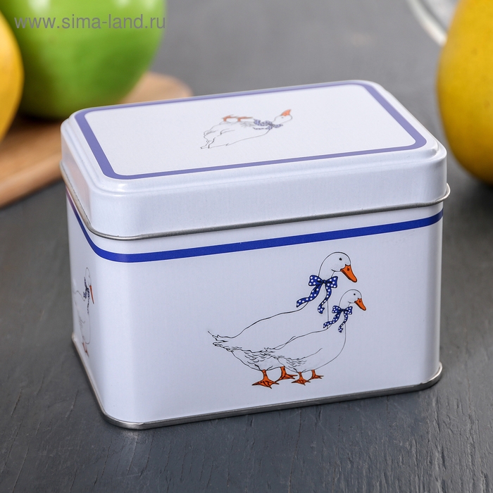 Банка для сыпучих продуктов &laquo;Гуси&raquo;, 400 мл, прямоугольная, цвет белый