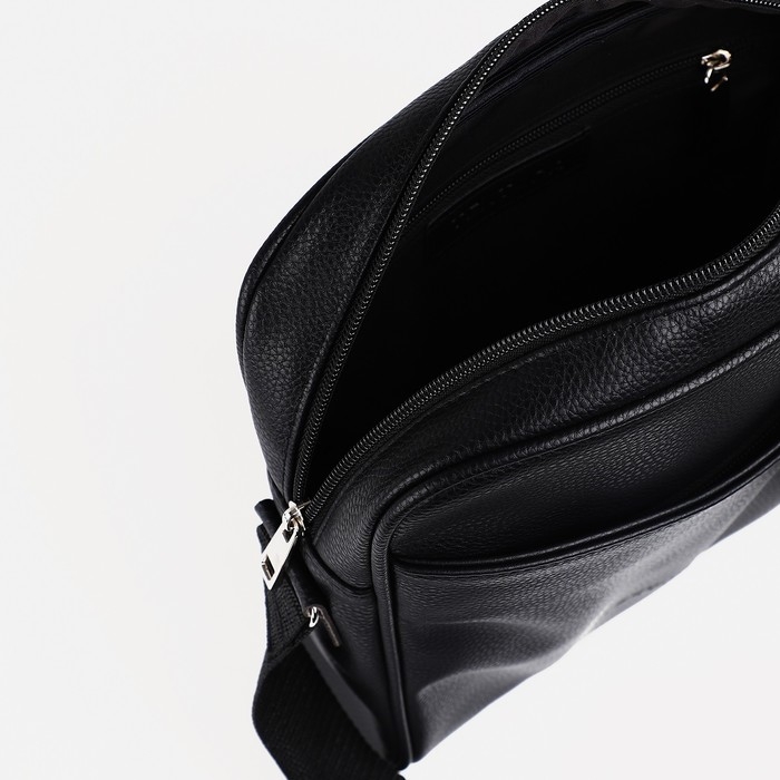 Сумка мужская через плечо TEXTURA, искусственная кожа, цвет чёрный