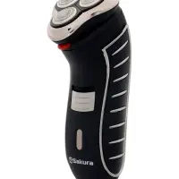 Электробритва Sakura SA-5414BK, АКБ, сеточная, 3 плавающие головки, триммер, чёрная