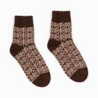 Носки женские новогодние шерстяные, цвет коричневый, размер 23-25 Носки женские новогодние шерстяные, цвет коричневый, размер 23-25