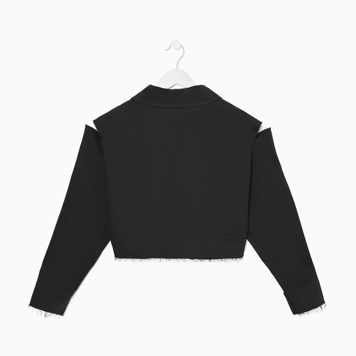 Рубашка женская укороченная с разрезами MIST: Denim р.46, черный Рубашка женская укороченная с разрезами MIST: Denim р.46, черный