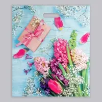 Пакет &laquo;Яркие гиацинты&raquo;, полиэтиленовый, с вырубной ручкой, 38&times;45 см, 60 мкм