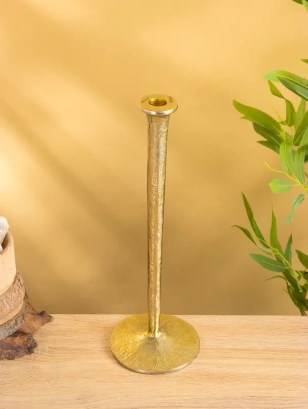 Подсвечник "Флейта" алюминий 37 см, цв. золото