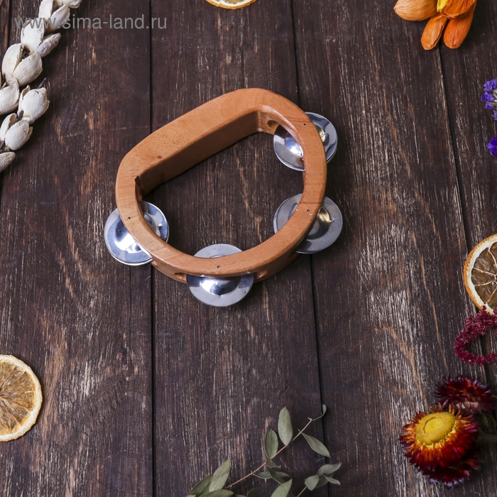 Сувенирный музыкальный инструмент "Тамбурин" дерево 3x16x12 см