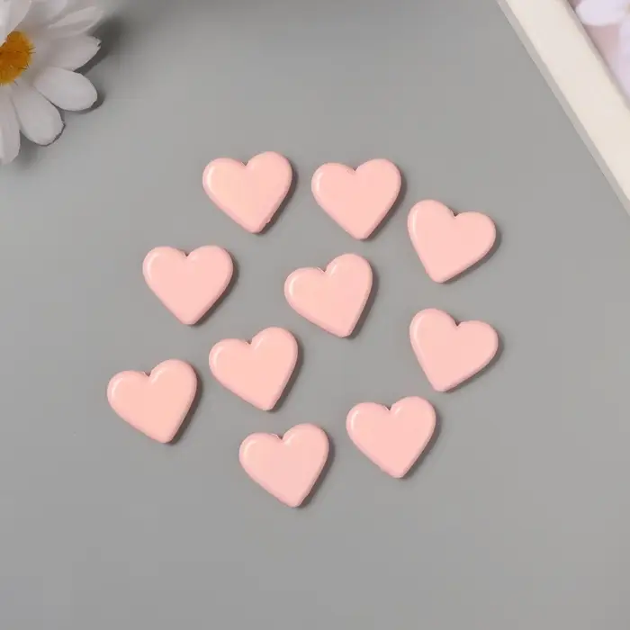 Бусины для творчества акрил "Сердечки гладкие" розовый 2,4х2х0,5 см