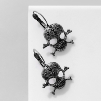 Серьги «Череп» в кругах, цвет чернёное серебро Серьги «Череп» в кругах, цвет чернёное серебро