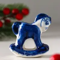 Сувенир "Конь-качалка", 5х5 см, гжель