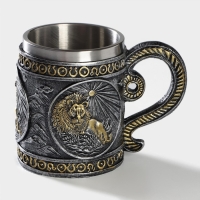 Кружка из нержавеющей стали &laquo;Лев&raquo;, 400 мл, цвет серебристый