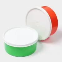 Контейнер пищевой ПластоС, 450 мл, с герметичной крышкой, d=13 см, h=6 см, пластик, МИКС