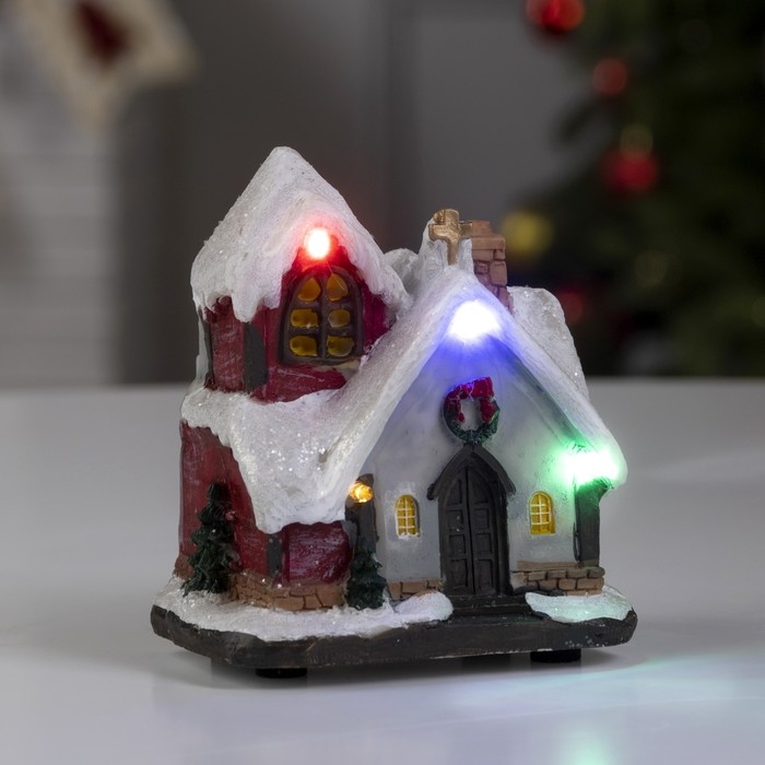 Светодиодная фигура &laquo;Заснеженный дом&raquo; 9 &times; 10 &times; 6 см, полистоун, батарейки АААх3 (не в комплекте), свечение мульти