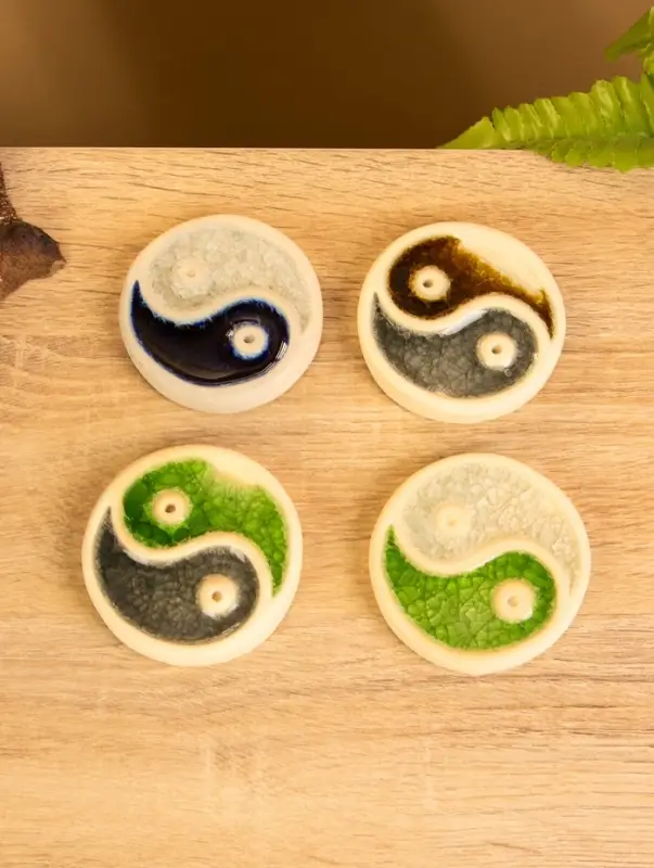 Подставка под благовония "Инь Янь" керамика, цв. МИКС, 7х7х1,5 см