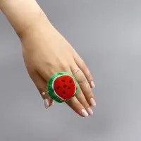 Игольница-кольцо &laquo;Арбузик&raquo;, 5&times;4.5&times;4 см, красная, зелёная