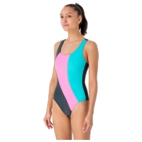 Купальник слитный &laquo;Волна&raquo;, тёмно-серый/розовый /лагуна, р. 42