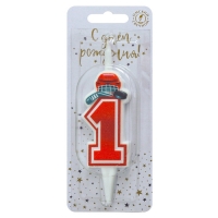 Свеча в торт &laquo;Хоккейная&raquo;, цифра 1, красная