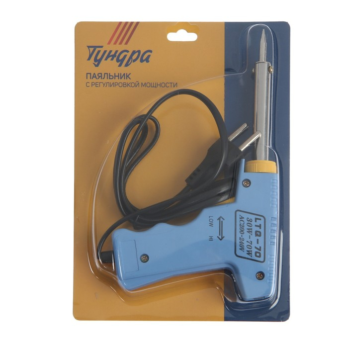 Паяльник-пистолет с регулировкой мощности ТУНДРА, 30-70Вт, 220 В