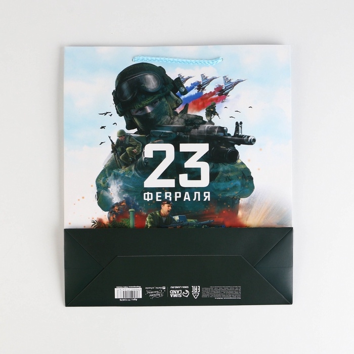 Пакет подарочный ламинированный вертикальный, упаковка, &laquo;С 23 февраля&raquo;, M 26 х 30 х 9 см