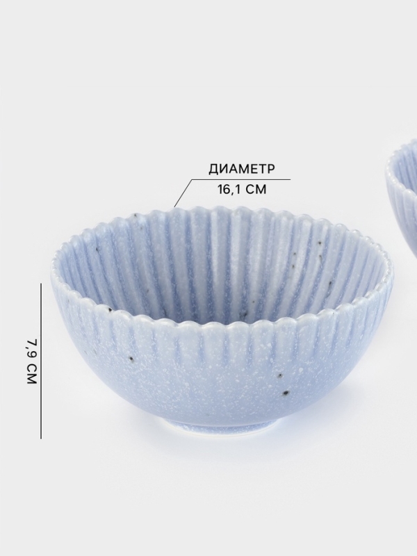 Салатники Доляна &laquo;Коралл&raquo;, d=16.1 см, набор 2 шт., керамика, голубые