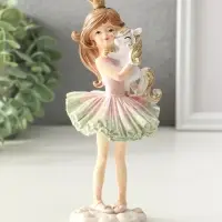 Сувенир полистоун "Девочка-принцесса с маленьким единорогом" 7х7,5х17,5 см