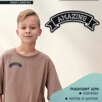 Термоаппликация Amazing, 10&times;3.6 см, фасовка 10 шт., серая