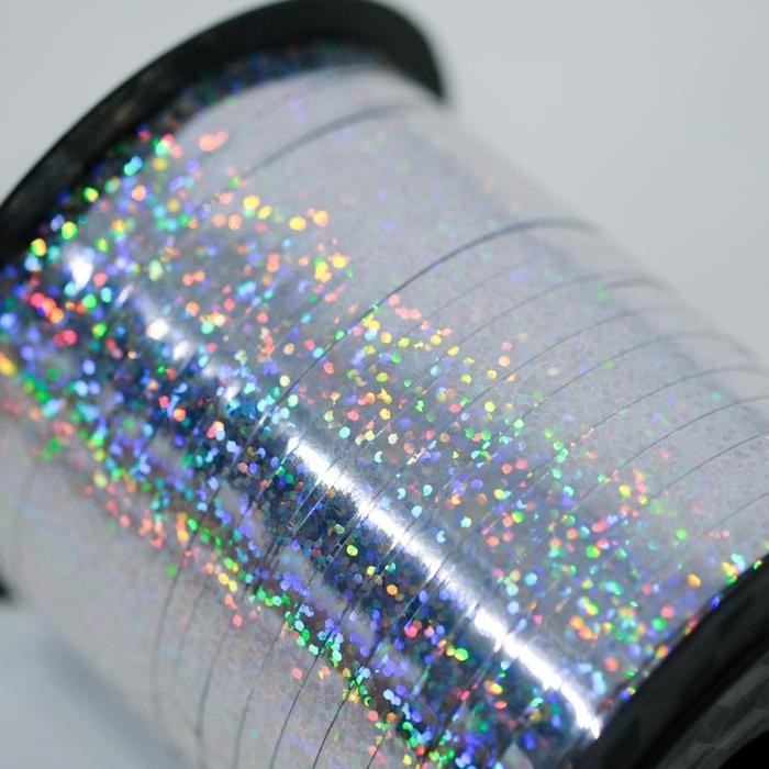 Лента упаковочная голография, серебро, 5 мм х 225 м