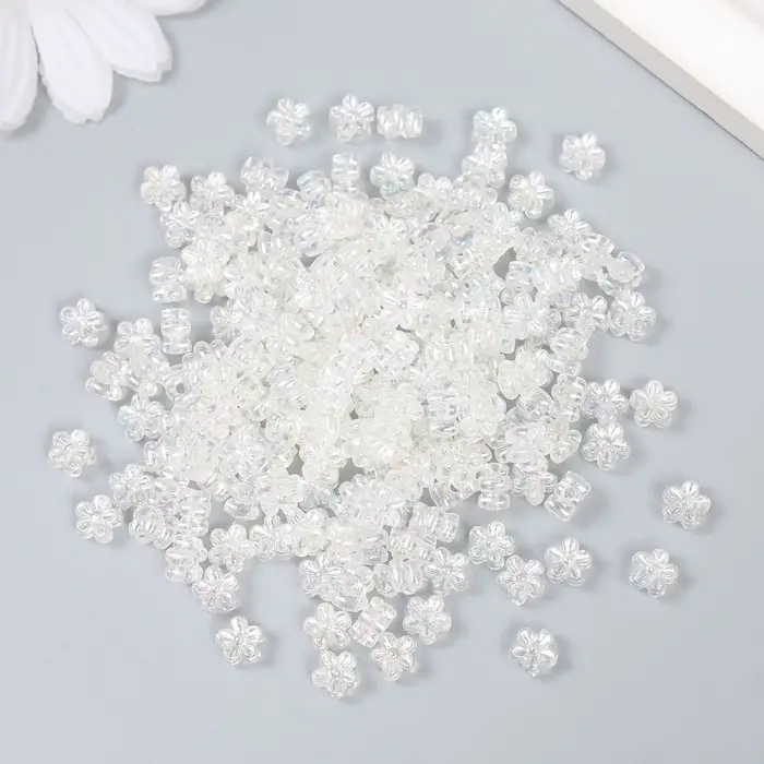 Бусины для творчества пластик "Цветок. Белый перламутр" набор 20 гр 0,7х0,7х0,4 см