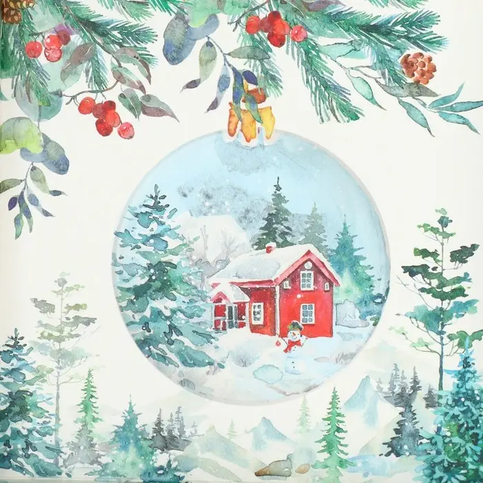 Коробка для кондитерских изделий с PVC крышкой &laquo;Зима&raquo;, 15 х 15 х 3 см