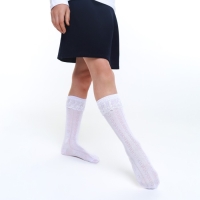 Гольфы детские ажурные с рюшей, цвет белый, размер 18