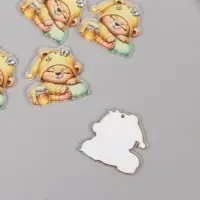 Декор для творчества акрил "Медвежонок в пижамке с баночкой мёда сладко спит" 3х3х0,2 см