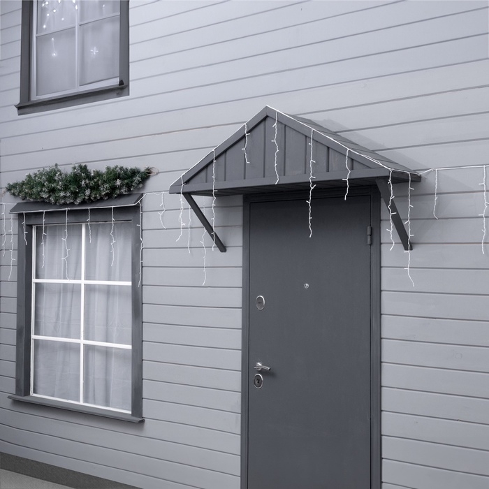 Гирлянда &laquo;Бахрома&raquo; 6 &times; 0.7 м, IP44, УМС, белая нить, 120 LED, свечение тёплое белое, мерцание, 220 В