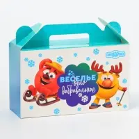 Подарочная коробка Новогодняя Подарочек малый &laquo;Смешарики&raquo; лицензия 17.5&times;7&times;10.5 см (+3.5 см).
