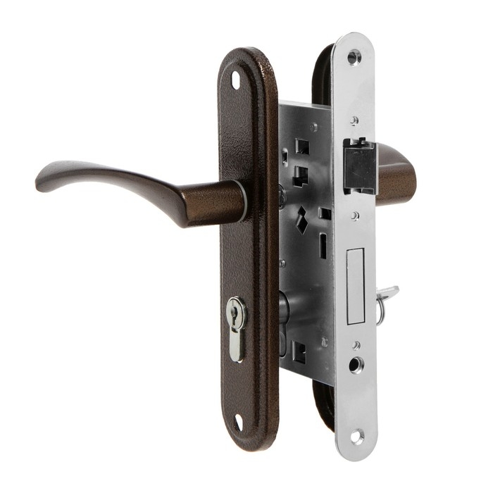 Замок врезной LOCKLAND RD007, с ручкой, цвет коричневый