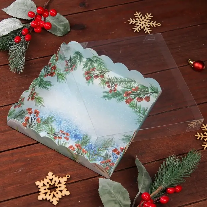 Коробка для печенья, &laquo;Снегири&raquo;, 18&times;18&times;3 см, Новый год