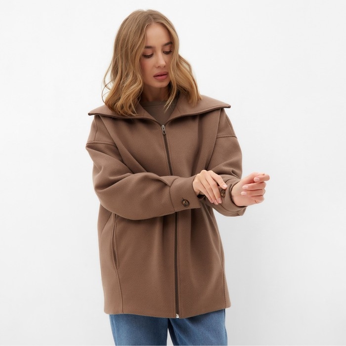 Бомбер (жакет) женский MINAKU : Casual Collection,цвет бежевый , р-р 44 Бомбер (жакет) женский MINAKU : Casual Collection,цвет бежевый , р-р 44