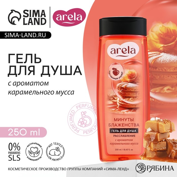 Гель для душа женский «Минуты блаженства», 250 мл, аромат карамельного мусса, ARELA Гель для душа женский «Минуты блаженства», 250 мл, аромат карамельного мусса, ARELA