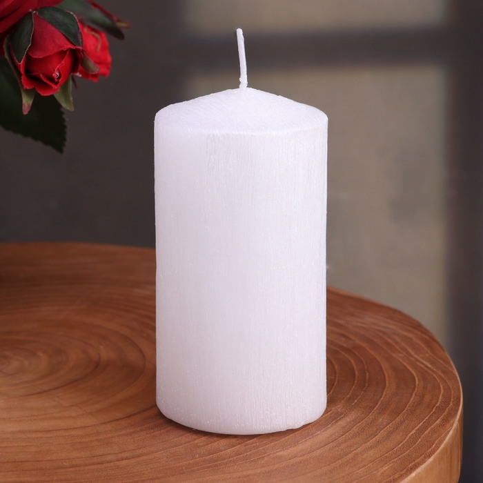 Свеча - цилиндр "Винтаж", 5х10 см, белый перламутр