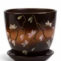 Горшок цветочный поддоном  5 л,  керамика, Миндаль (М)